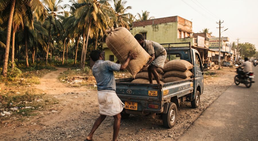 Orders being loaded for delivery