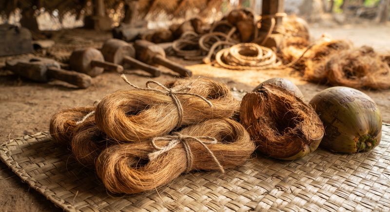 Coir fibre and husk