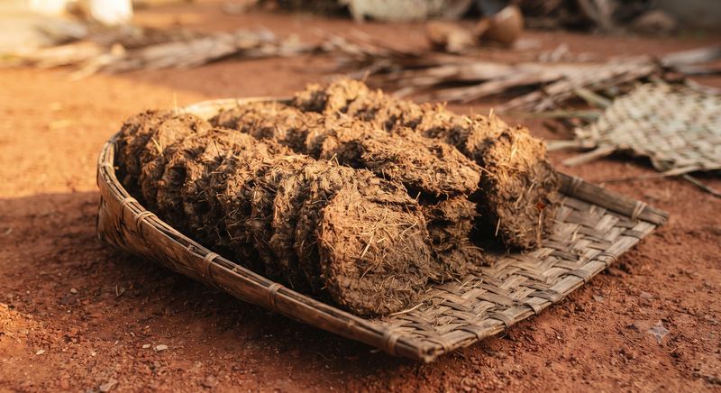 Dried cow dung cakes